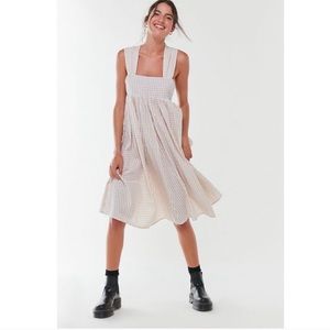 Kimchi Blue tan/white gingham apron dress. XS